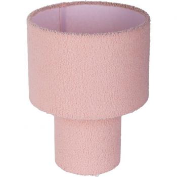 Lámpara de mesa Fluffy, rosa, altura 31 cm, textil E27 cilíndrica