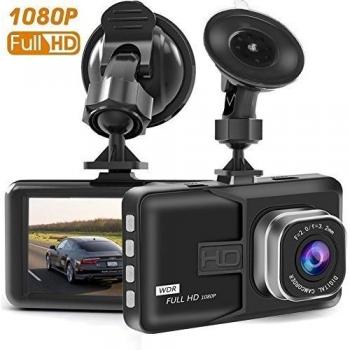 cámara de salpicadero, cámara de salpicadero para Coches con Full HD 1080P 170 Grados Super Gran Angular cámaras, 3.0 Pulgadas TFT Pantalla, G-Sensor, visión Nocturna, WDR, grabación en Bucle.