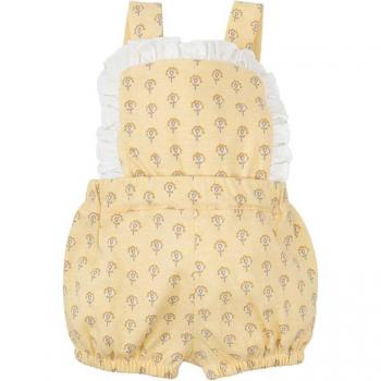 Peto de bebé niña estampado con minivolantes en color amarillo