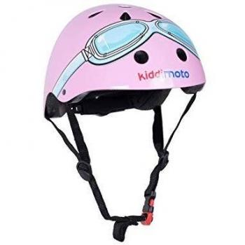 Kiddimoto Casco Bicicleta Completamente Ajustabl - Bici Casco para Infantil y Niños para Patinete, Ciclismo, Scooter, Bicicleta de Equilibrio y Monopatin - Gafas Rosadas - S