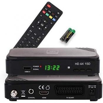 RED OPTICUM AX 150 Receptor Satélite con función de grabación PVR I Receptor satélite Digital HD con HDMI - SCART - USB - Coaxial I Fuente de alimentación 12V Ideal para Camping