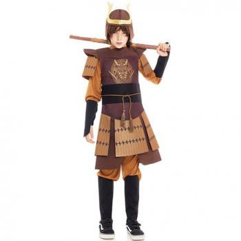 Disfraz de Samurái Legendario Japonés marrón para niño