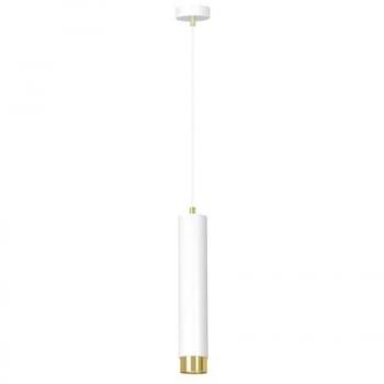 Lámpara de Suspensión Kibo, Acero Blanco y Oro, 8x100x8 cm, Recubrimiento de Polvo
