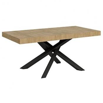 Mesa extensible 90x180/284 cm efecto madera roble natural con estructura de hierro y marco antracita