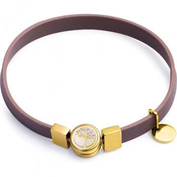 Pulsera Eco Viceroy 75341P01000 - Pulsera de acero reciclado con correa vegana gris y baño dorado IP
