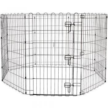 Amazon Basics - Parque de juegos y ejercicios para mascotas, paneles de valla metálica, plegable, 152,4 x 152,4 x 91,4 cm