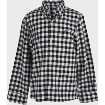 Camisa de niño con cuadros en negro y botones en contraste