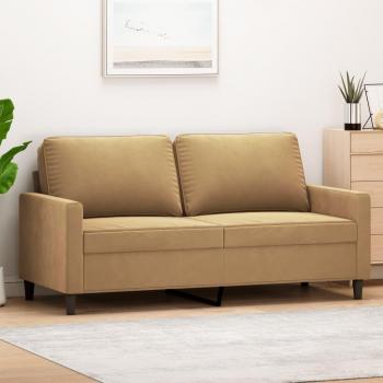 Sofá 2 plazas terciopelo marrón 140 cm