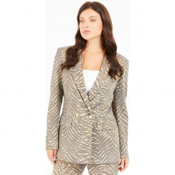 Guess Double Breasted Zebra Print Blazer
