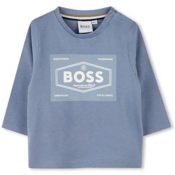 BOSS Kidswear - Camiseta de bebé de manga larga 100% algodón con estampado frontal