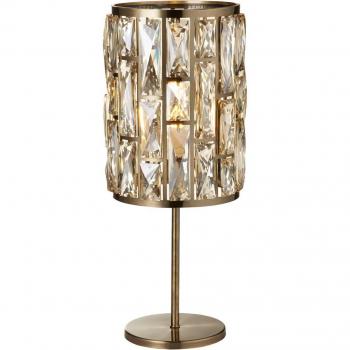 Lámpara de mesa Bijou clásica de latón y cristal con 1 luz E14