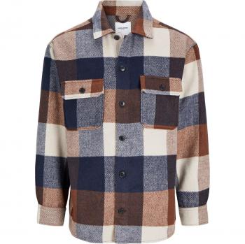 Jack & Jones Bradley Ollie Long Sleeve Casual Shirt - Blue Checked Relaxed Fit for Men