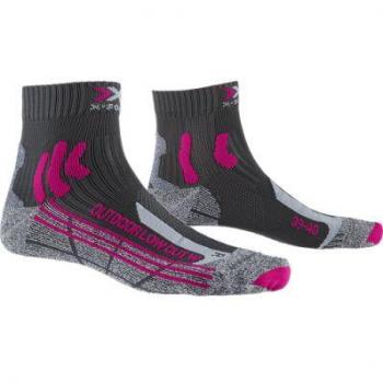 Calcetín de senderismo de mujer TREK OUTDOOR LOW CUT X-Socks, características: diseño bajo, adecuado para actividades al aire libre, color negro y rosa, talla 41-42