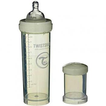 Twistshake Biberón Blanco Anti-cólicos de 330ml con Tetina de Silicona Flujo Rápido para Bebés, Similar al Pecho, Sin BPA, Apto para 4+ Meses