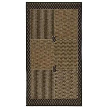 Alfombra Interior 60x110 cm Marrón con Diseño de Cuadrados y Rayas