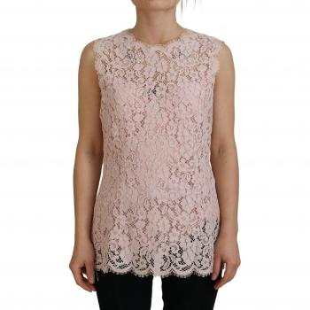 Pink Floral Lace Sleeveless Tank Blouse Top