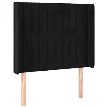 Cabecero con Orejas de Terciopelo Negro 83x16x118/128 cm - Estructura Tapizada para Dormitorio