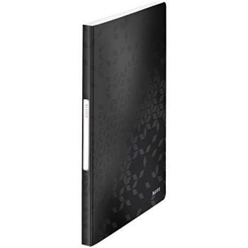 Leitz Carpeta de Fundas A4, 40 Fundas, Capacidad para 80 Hojas, Fundas transparentes, Negro, Gama WOW, 46320095