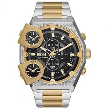 Reloj para Hombre Diesel Sideshow DZ7476, movimiento de cuarzo de dos agujas, caja de acero inoxidable bicolor de 51 mm, correa de acero inoxidable, resistente al agua