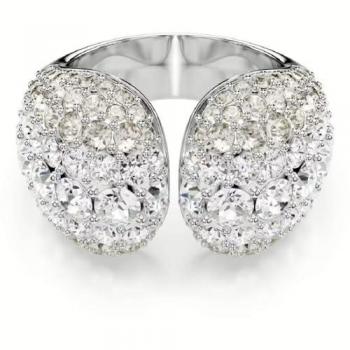 Anillo de cóctel Swarovski Sublima, corte redondo, blanco, platinado en rodio, talla 50