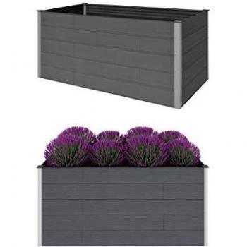 vidaXL Arriate de WPC Macetas Tiestos Casa Decoración Flores Floristería Jarrones Plantas Hierbas Jardinería Hogar Bricolaje 200x100x91 cm Gris