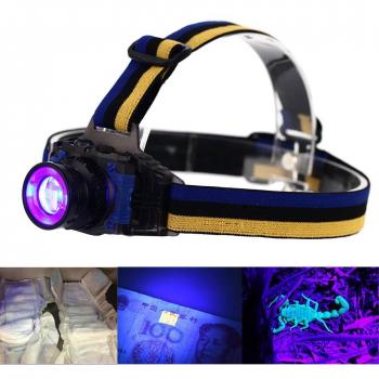 UV linterna frontal LED, evary batería Linterna LED ultravioleta, luz 3 modos para foco escorpiones mascota orina dinero falsificado cama Bugs minerales detección de fugas manchas