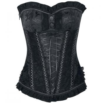 Bedroom Stories Crest Mujer Corsé Negro S, 53% algodón, 44% poliéster, 3% elastán, mit Spitze Regular