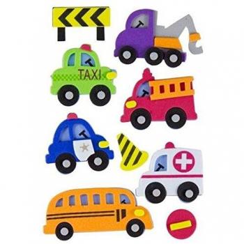 Fixo Kids Adhesius de Goma Eva 3D, Vehicles