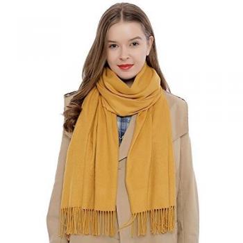 Bufanda de invierno grande para mujer 185 x 65 cm liso suave y cálido - amarillo