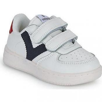 Victoria - Zapatillas Deportivas de Piel Tiempo para Niños con Velcro en Color Blanco y Detalles de Color Modelo 1124104
