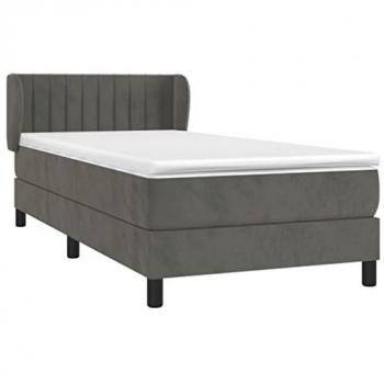 Cama box spring con colchón terciopelo gris oscuro 90x200 cm Vidaxl