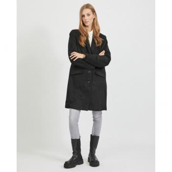 Abrigo de mujer negro oversize de paño