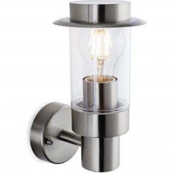 Aplique moderno Darwin de acero inoxidable IP44 con 1 bombilla E27 y dimensiones de 23 cm
