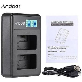 Andoer NP-FW50 Recargable Pantalla LED 2-Slot Cargador de Li-ion Baterías + Cable USB para SONY Alpha A7 A7R A7S A5000 A6000 NEX-3 NEX-5 NEX-5R NEX-5T NEX-6 NEX-7 NEX-C3 NEX-F3 Digital SLR