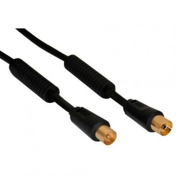 Cable de Antena InLine® Premium 2x Blindado con Filtro >85dB Negro 5m