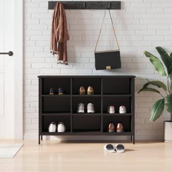 Zapatero negro 100x35x70 cm de madera multicapa y madera de ingeniería
