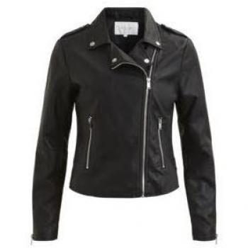 Vila Clothes Vicara Faux Leather Jacket-Noos Chaqueta, Negro