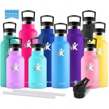 KollyKolla Botella de Agua Acero Inoxidable Termica Oficina Termos Ecológica Frascos Térmicos Deportiva con Pajita y Filtro Termo Niños Sin BPA Water Bottle Reutilizables,