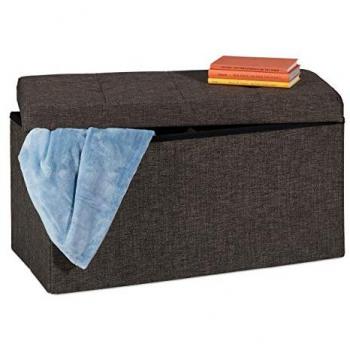 Banco de Almacenaje Plegable Acolchado con Separador Extraíble 84 L Marrón/Gris - Relaxdays