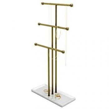 Umbra Trigem Jewellery Stand, White/Brass