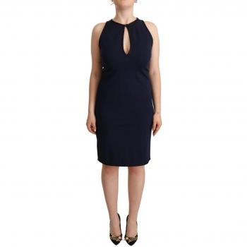 John Galliano Navy Blue Sleeveless Sheath Knee Length Dress - IT44|L