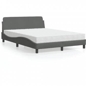 Cama con colchón de tela gris oscuro 140x190 cm