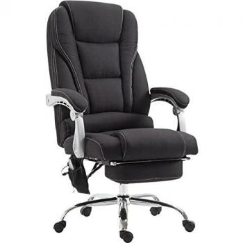 CLP Silla De Oficina De Masaje Pacific Tapizada En Tela I Silla De Escritorio Relax Regulable En Altura & Giratorio, Color:Negro