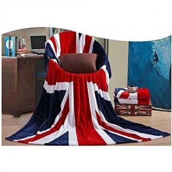 Bluestar Manta de franela suave para dormitorio, sala de estar, sofá, bandera de Estados Unidos y bandera británica, manta cálida