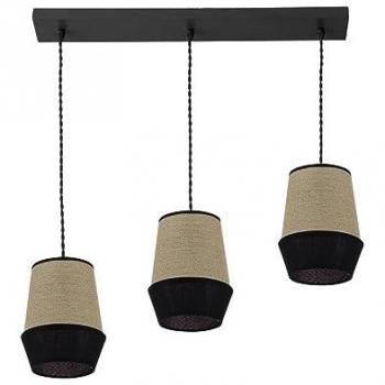 Regleta Campana 3 Luces E27 Saco Negro Regulable 66x12 cm