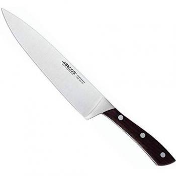Arcos Serie Natura, Cuchillo Cocinero, Hoja de Acero Inoxidable Forjado Nitrum 200 mm, Mango de Madera Palisandro color Marrón