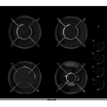 Placa de gas Brandt BPG3400B con 4 quemadores, 60 cm, color negro