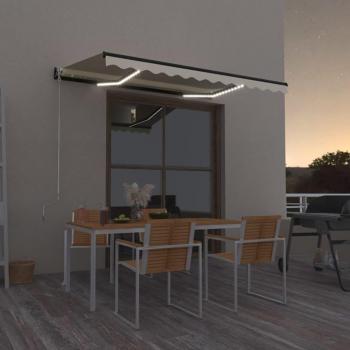 Toldo Retráctil Manual con LED Color Crema 350x250 cm