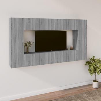 Set de muebles para TV 8 piezas gris Sonoma madera multicapa