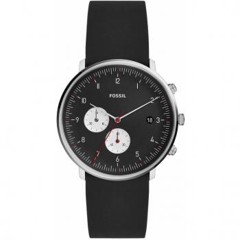 Fossil Chase Chronograph Black Silicone Men's Watch FS5484